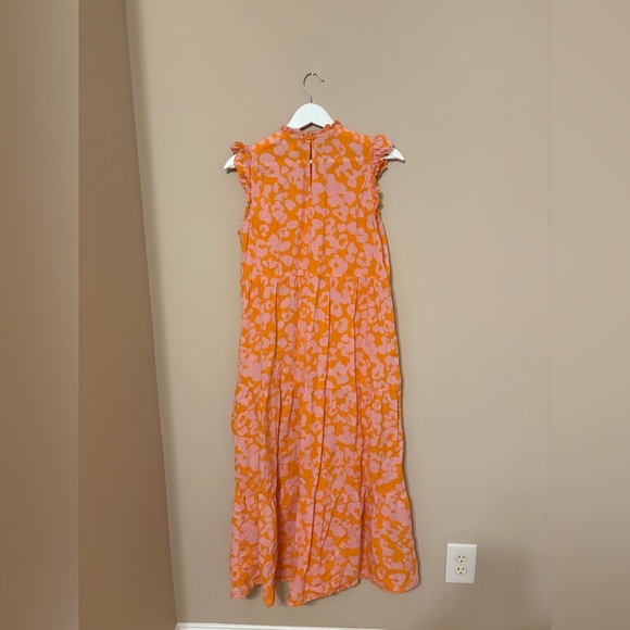 Mud Pie Orange Floral Ruffled Tiered Maxi Dress Spring Size Small - Picture 6 of 6
